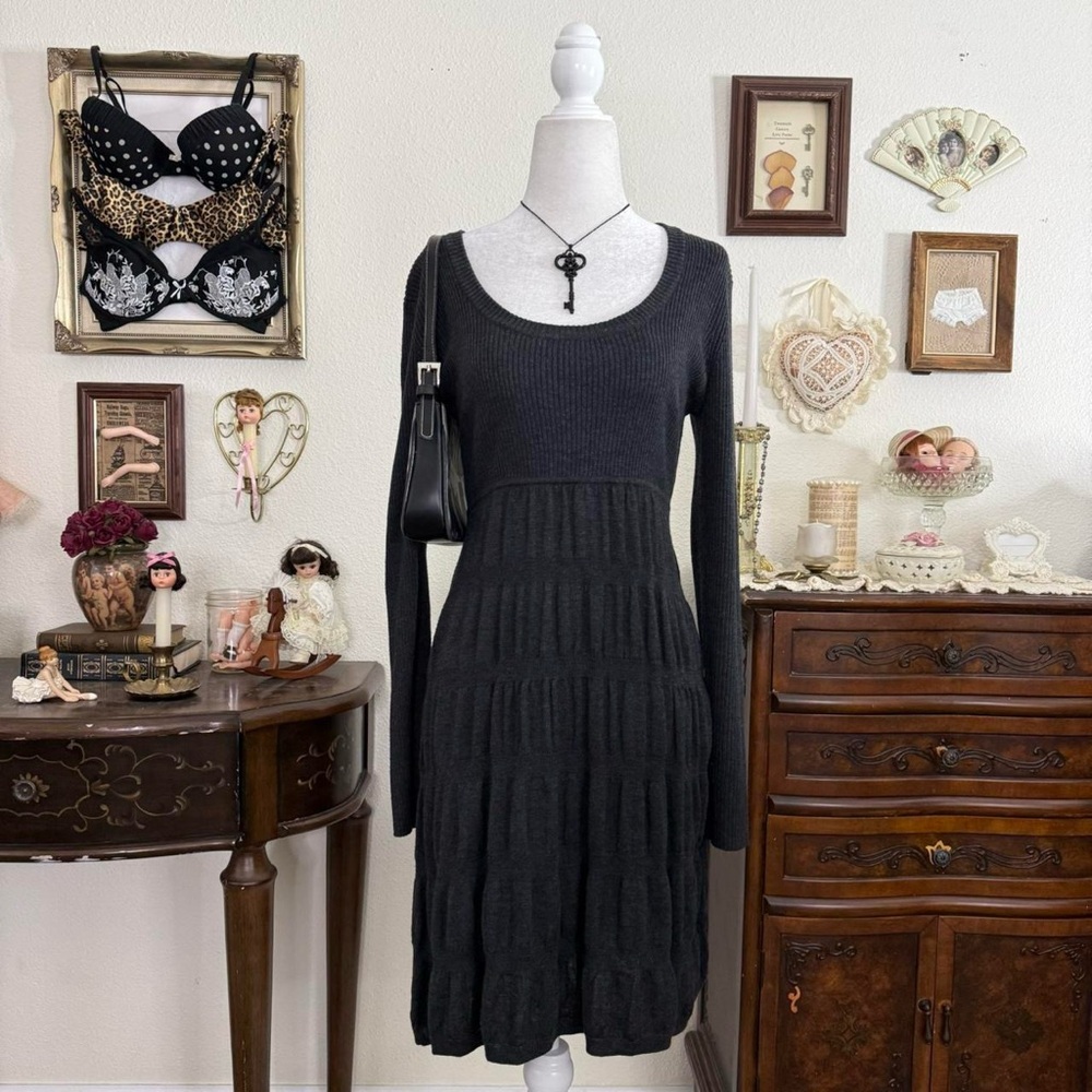 girly grunge twee subversive gray ruched babydoll sweater dress